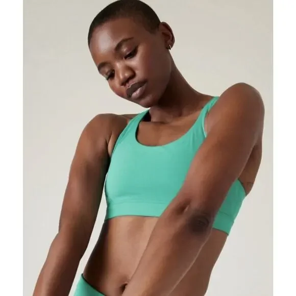 Athleta Ultimate Ease Bra D-DD Large Green Tropics NWT Yoga Pilates Barre Active - Picture 2 of 3